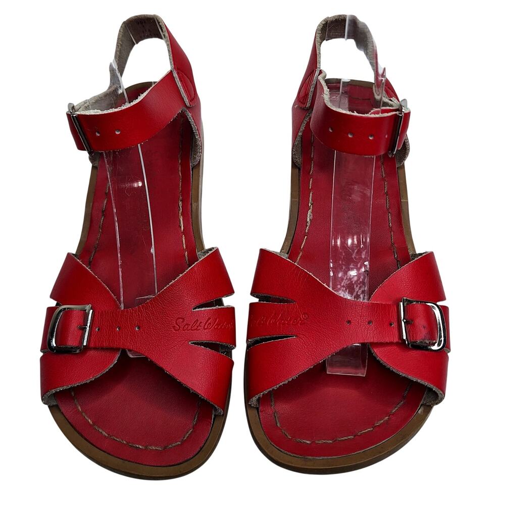 Salt Water Classic Leather Sandals Girls 1 Red Open Toe Ankle Strap Girls